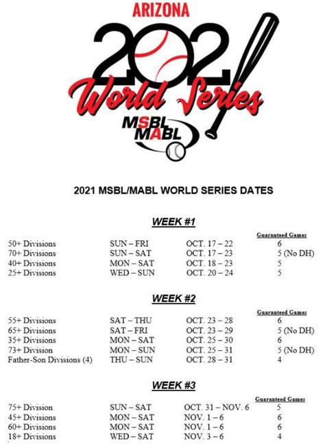msbl world series 2021 schedule